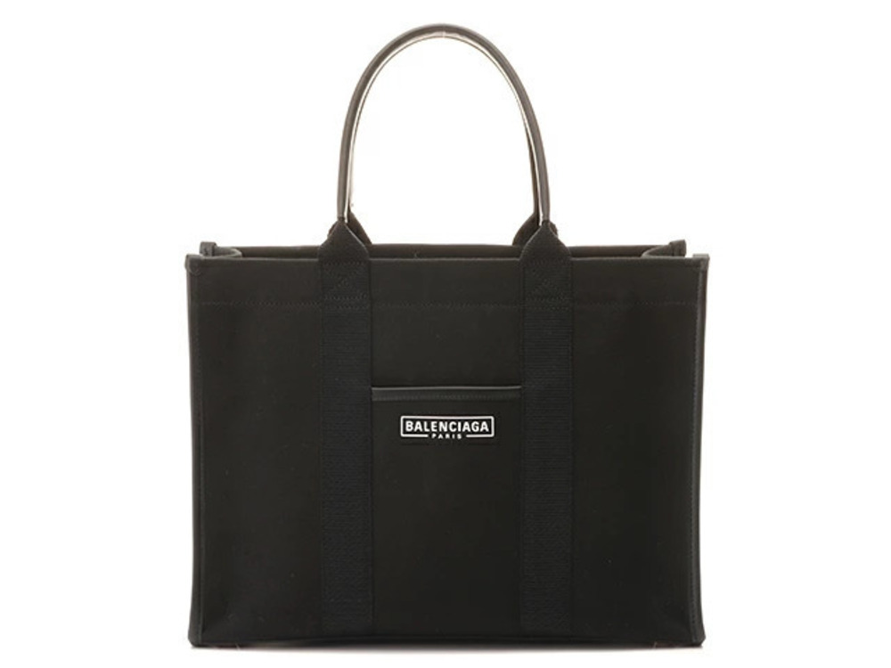 Balenciaga Tote Bag Black Canvas Calfskin